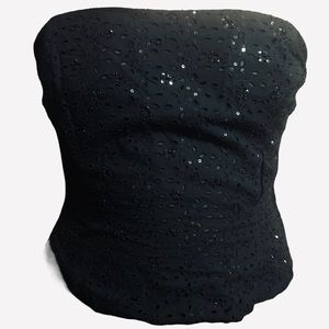 Vintage Oscar De La Renta, Black Eyelet Corset, Size 10